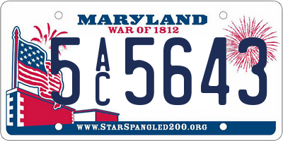 MD license plate 5AC5643
