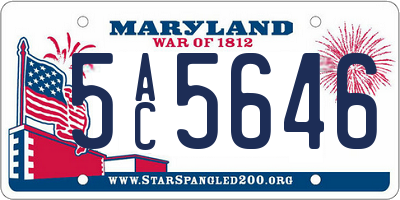 MD license plate 5AC5646