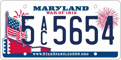 MD license plate 5AC5654