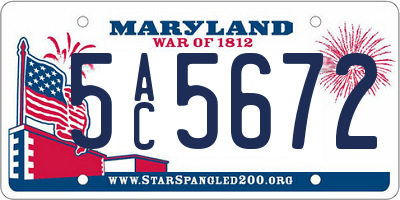 MD license plate 5AC5672