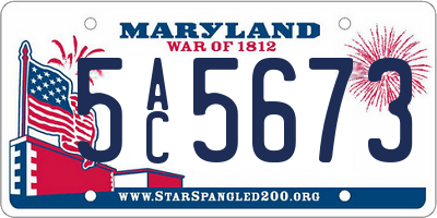 MD license plate 5AC5673