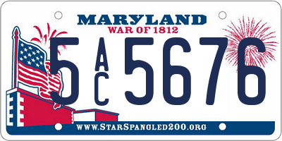 MD license plate 5AC5676