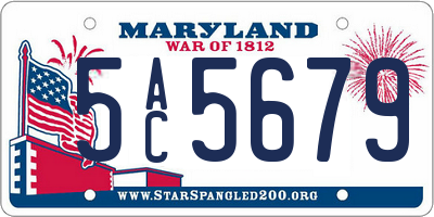 MD license plate 5AC5679