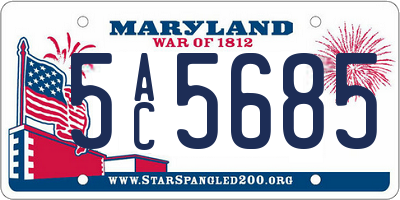 MD license plate 5AC5685