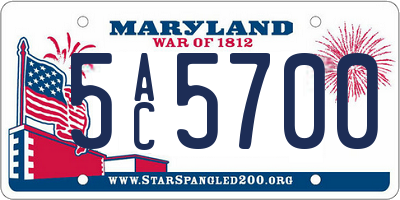 MD license plate 5AC5700