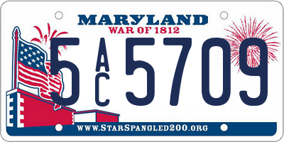 MD license plate 5AC5709