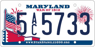 MD license plate 5AC5733