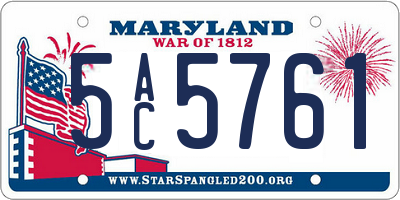 MD license plate 5AC5761