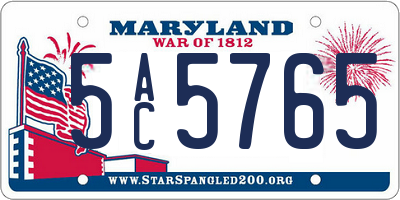 MD license plate 5AC5765