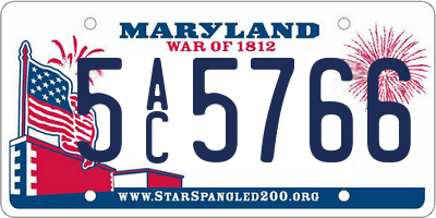 MD license plate 5AC5766