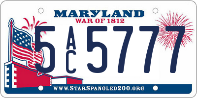 MD license plate 5AC5777