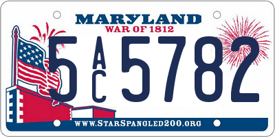 MD license plate 5AC5782