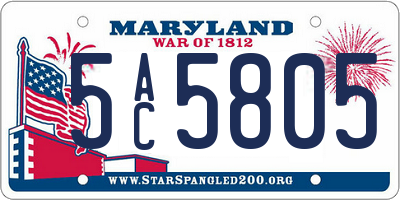 MD license plate 5AC5805