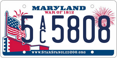 MD license plate 5AC5808