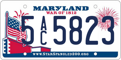 MD license plate 5AC5823
