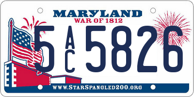 MD license plate 5AC5826