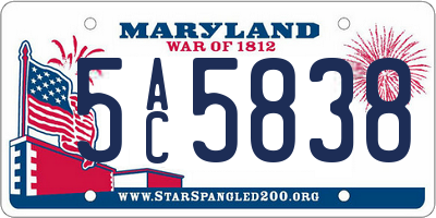 MD license plate 5AC5838