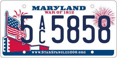 MD license plate 5AC5858