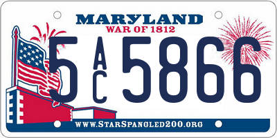 MD license plate 5AC5866