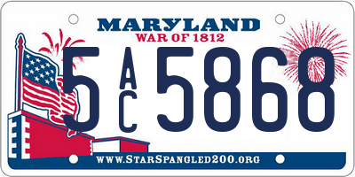 MD license plate 5AC5868
