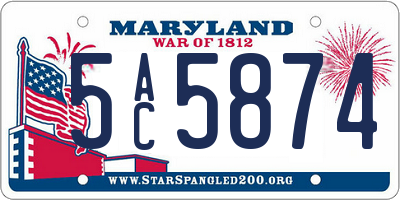 MD license plate 5AC5874