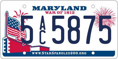 MD license plate 5AC5875