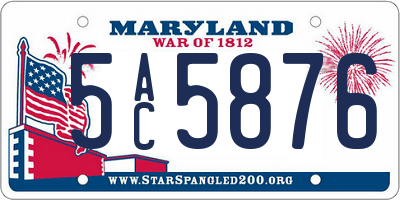 MD license plate 5AC5876