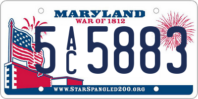 MD license plate 5AC5883