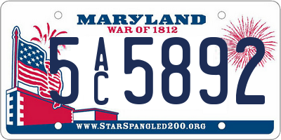 MD license plate 5AC5892