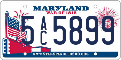 MD license plate 5AC5899