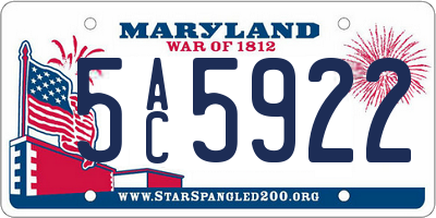 MD license plate 5AC5922