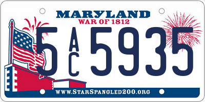 MD license plate 5AC5935