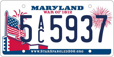 MD license plate 5AC5937