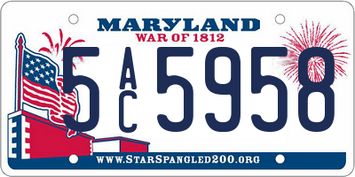 MD license plate 5AC5958