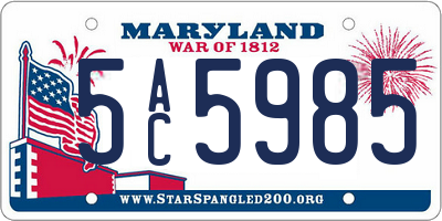 MD license plate 5AC5985