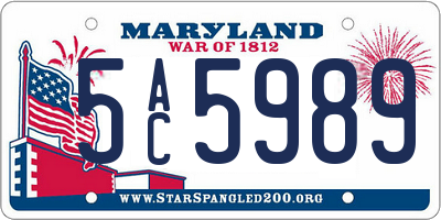 MD license plate 5AC5989