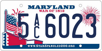 MD license plate 5AC6023