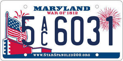 MD license plate 5AC6031