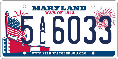 MD license plate 5AC6033