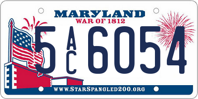 MD license plate 5AC6054