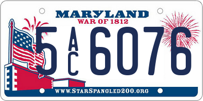 MD license plate 5AC6076