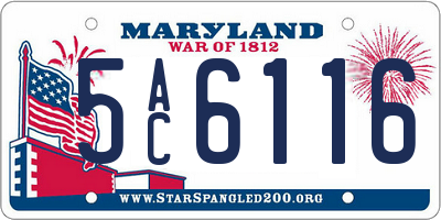 MD license plate 5AC6116