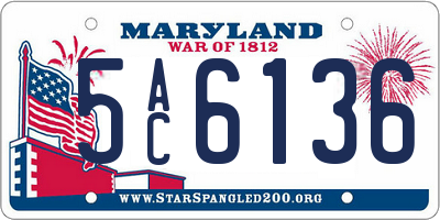 MD license plate 5AC6136