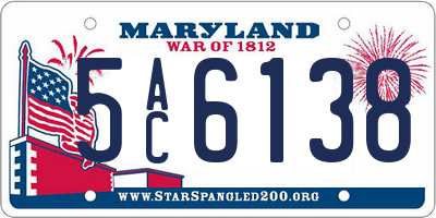 MD license plate 5AC6138