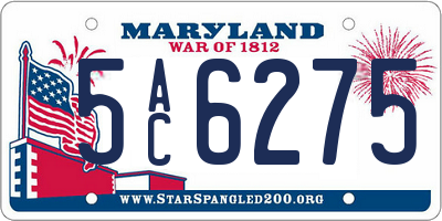 MD license plate 5AC6275