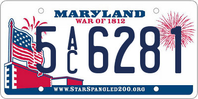 MD license plate 5AC6281