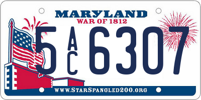 MD license plate 5AC6307