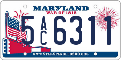 MD license plate 5AC6311