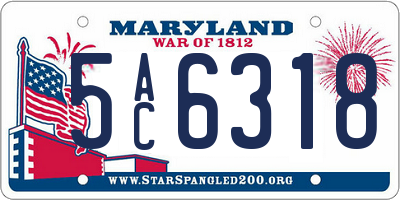 MD license plate 5AC6318