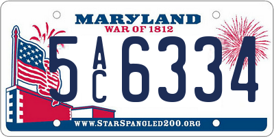 MD license plate 5AC6334